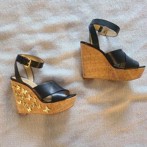 Black Leather Butterfly Wedge